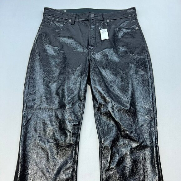 Gap Womens Faux Leather Vintage Slim Pants High Rise Black Size 10 Pockets New - Picture 2 of 10